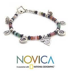 Sterling Silver 'Hill Tribe Colors' Tourmaline Bracelet (Thailand) Novica Bracelets