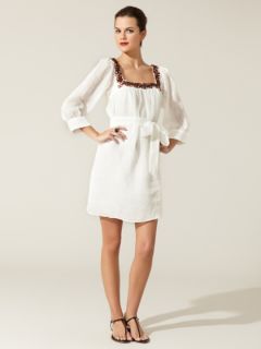 Beaded Linen Tunic Dress by Milly