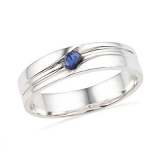 Mens Lab Created Sapphire Ring in Sterling Silver   Zales