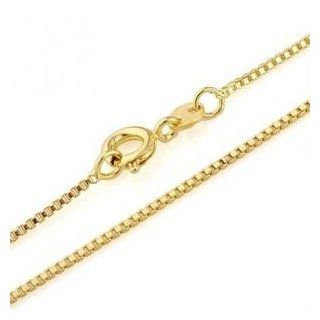 Ladies 22k Yellow Gold Plated 18" Box Link Necklace 1mm Jewelry