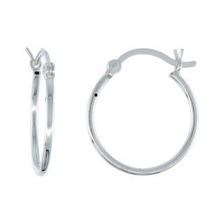 Sterling Silver Tube Hoop Earrings with Post Snap Closure, 1mm thin 11/16 inch round Jewelry