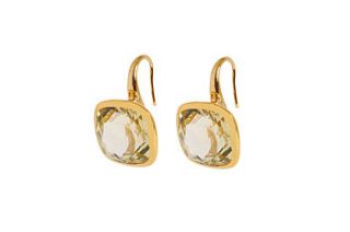 mahina lemon quartz cushion cut earrings by glacier jewellery