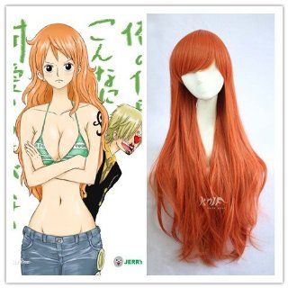 ONE Piece Nami Long Wave Orange Wig with Bang Women  Anime Cosplay Wig Party+free Wig Cap Os501k  Hair Replacement Wigs  Beauty