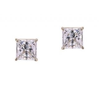 Diamonique 2.50 ct tw Princess Stud Earrings, 14K Gold —