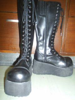 Demonia Trashville 502 Black Unisex Leather Platform Creeper Boots 