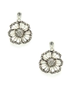 Silver Cutout Flower Drop Earrings by Azaara Vintage