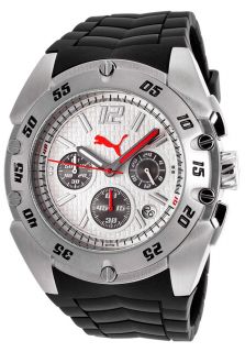 Puma PU102171002  Watches,Mens Take Pole Position Chronograph Silver Textured Dial Black Rubber, Chronograph Puma Quartz Watches