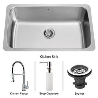 Vigo 30 x 18.75 Undermount Kitchen Sink with Faucet, Strainer and