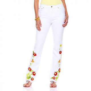 DG2 Floral Embroidered Boot Cut Jeans