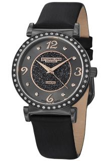 Stuhrling Original 711.05  Watches,Womens Black & Gray Dial Black Leather, Casual Stuhrling Original Quartz Watches