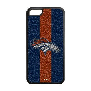 Denver Broncos Custom Case/Cover FOR Apple iPhone 5C, Border Rubber Silicone Case Black/White Cell Phones & Accessories