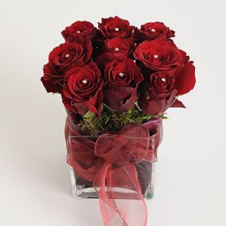 diamonds are forever red rose arrangement by the flower studio