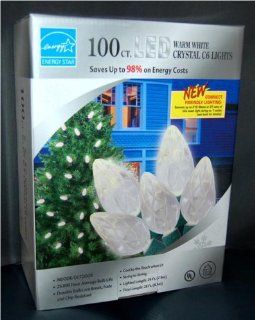 100 Count Christmas LED Cool White Crystal C6 Holiday Lights   EnergyStar Rated   String Lights