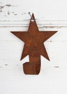 Set of 12 Rusted Metal Star Hangers for Towels, Herbs, and More   3 1/2" Wide X 4" High   Bulk Lot 12 Individual Hook Hangers   Home Decor Accents