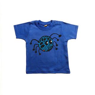 spider organic kids blue t shirt by pootle pie