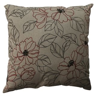 Pillow Perfect White/ Red Square Floral Throw Pillow Pillow Perfect Throw Pillows