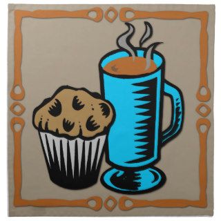 Coffee with Muffin Design Cloth Napkins