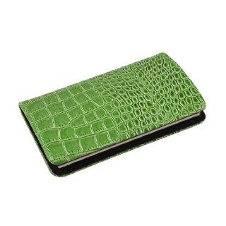 Green Snake Pattern Faux Leather Magnetic Closure Business Card Case Holder 