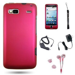 Pink Premium Rubberized Snap on Case Cover for HTC G2 + Determination Hand Strap + Car Charger + Home Charger + HD Earbuds (3.5mm Jack) Cell Phones & Accessories