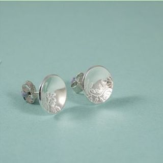 sterling silver oak leaf patterned earrings by fragment designs