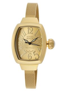 Glam Rock MBD27145  Watches,Womens Miami Beach Art Deco Gold Tone Dial Gold Tone IP Stainless Steel Mesh, Casual Glam Rock Quartz Watches