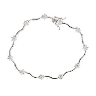 NEXTE Jewelry Rhodium Overlay Cubic Zirconia Flower Tennis Bracelet NEXTE Jewelry Cubic Zirconia Bracelets