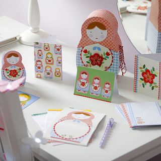 russian doll stationery box set by red berry apple