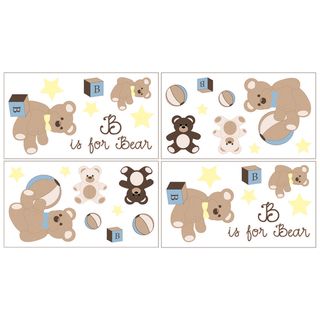 Sweet JoJo Designs Chocolate Teddy Bear Wall Decal Stickers (Set of 4) Sweet Jojo Designs Wall Decor