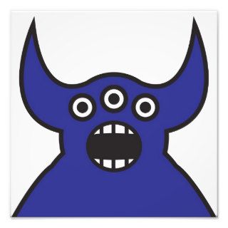 Kawaii Blue Alien Monster Face Photograph