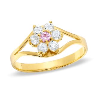 Childs 14K Gold Cubic Zirconia Flower Ring   Size 3   Zales
