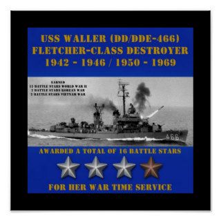 USS Waller (DD/DDE 466) Poster