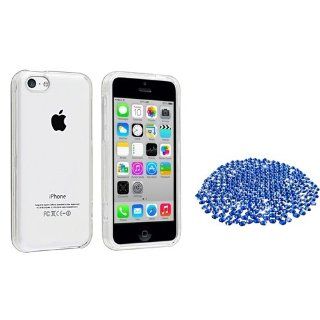 eForCity DIY Set Compatible with Apple® iPhone® 5C   Clear Clip on Slim Case with FREE 3mm Flat back Bling Round Rhinestones (400pcs Blue) Cell Phones & Accessories