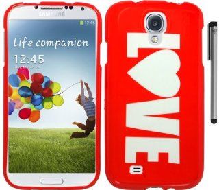 Red Love Design Hard Cover Case with ApexGears Stylus Pen for Samsung Galaxy S4 IV i9500 by ApexGears Cell Phones & Accessories