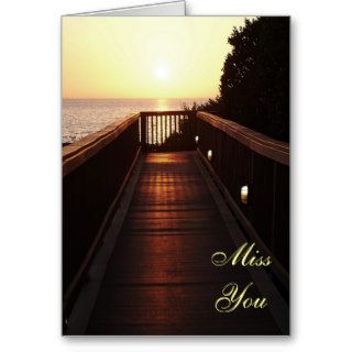 Miss You, walkway to a sunset Greeting Card