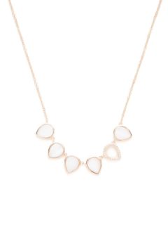 Rose Gold & Mother Of Pearl Teardrop Station Necklace by Melanie Auld