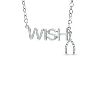 Wish Necklace with Wishbone Charm in Sterling Silver   17   Zales