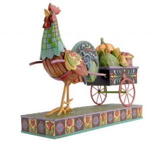 Jim Shore Heartwood Creek Rooster Pulling Cart Figurine —