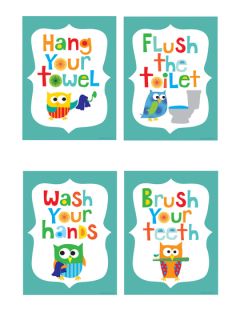 Boys Bathroom Prints Set of 4 by Ellen Crimi Trent