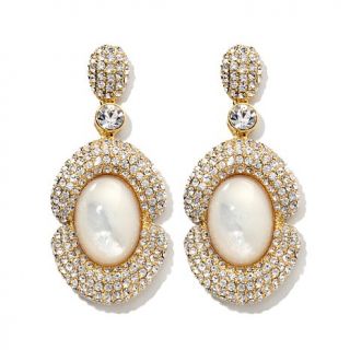 AKKAD "La Grande Dame" Mother of Pearl and Crystal Silvertone Drop Earrings