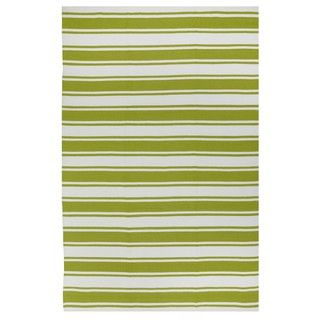 Indo Hand woven Lucky Green/ White Contemporary Stripe Area Rug (3' x 5') 3x5   4x6 Rugs