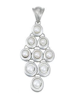 Small Oval Mesh White Pearl Cluster Pendant by SLANE