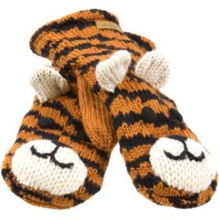 Old Glory   Unisex adult Taz The Tiger Knit Mittens Orange Clothing