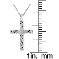Sterling Silver 1/4ct TDW Diamond Cross Necklace (H I, I2 I3) Gemstone Necklaces