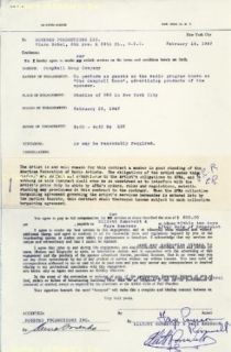 ELLIOTT ROOSEVELT   CONTRACT SIGNED 02/15/1947 CO SIGNED BYANNA SOSENKO , FAYE EMERSON ROOSEVELT Entertainment Collectibles