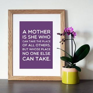 'a mother' mothers day gift quote print by hope and love