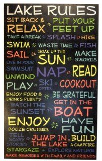Shop Lake House Rules Sign  Black   18 x 30   Makes a Great Decoration, Wall Art, Gift, Decor in Any Beach House, Cabin, Cottage, Home, or Lodge. Made in USA. at the  Home D�cor Store