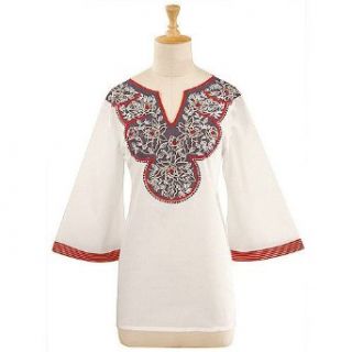 Art Deco Ceramic Tiles Embroidered Tunic (3X Tall) Clothing