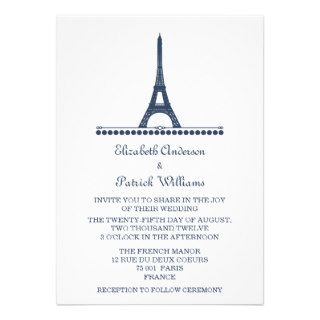 Parisian Chic Wedding Invite, Blue