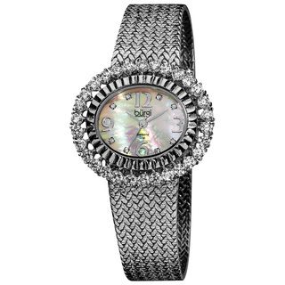 Burgi Women's Mother of Pearl Diamond Mesh Bracelet Watch Burgi Women's Burgi Watches