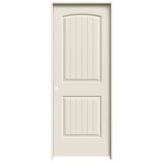 ReliaBilt 2 Panel Round Top Plank Solid Core Smooth Molded Composite Right Hand Interior Single Prehung Door (Common 80 in x 32 in; Actual 81.68 in x 33.56 in)